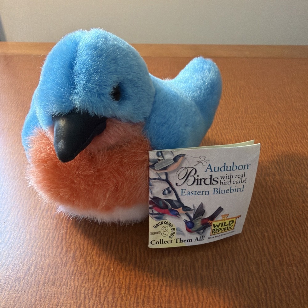 Audubon Bird Eastern Bluebird Plush with Authentic Bird Sound - No Sound